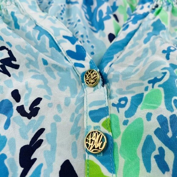 Lilly Pulitzer Elsa Top Blue Spa Let's Cha Cha - Picture 6 of 8